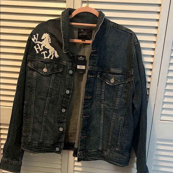 Lucky Brand Los Angeles CA Jackets & Blazers - #1386* Deep Blue Jean “ EST.1990 “ Lucky 🍀Brand W/ WHT Art
